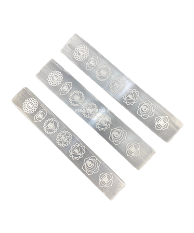 Engraved Chakra Selenite Bar