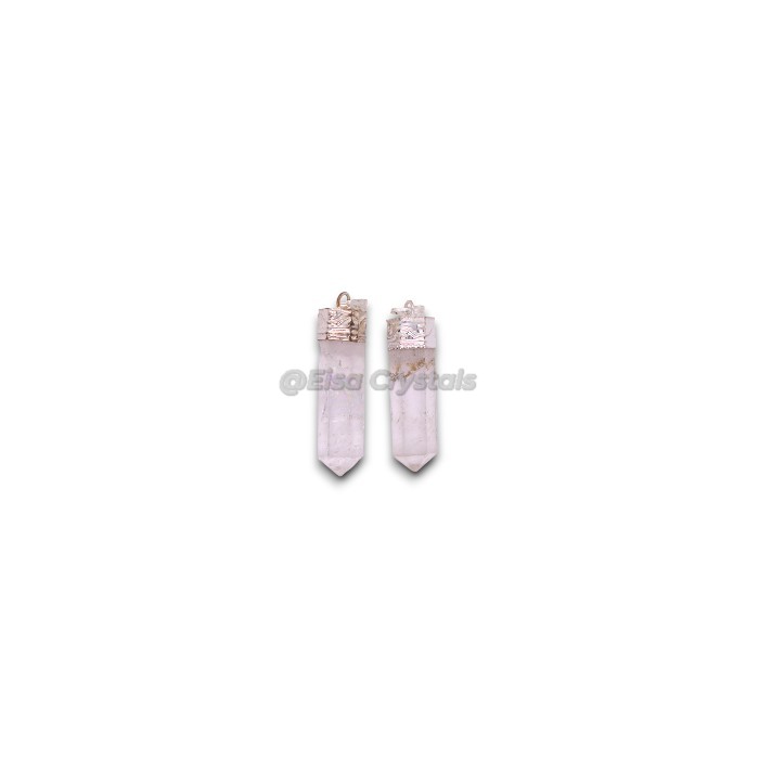 Crystal Quartz Pencil Pendants with Cap