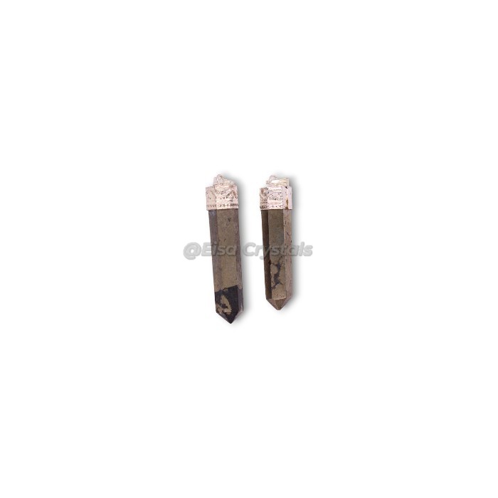 Pyrite Pencil Pendants with Cap