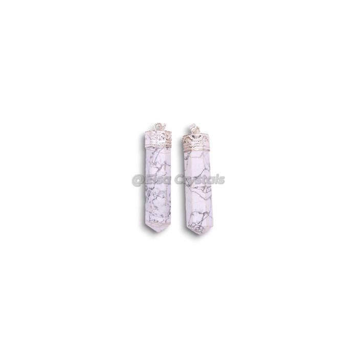 Howlite Pencil Pendants with Cap