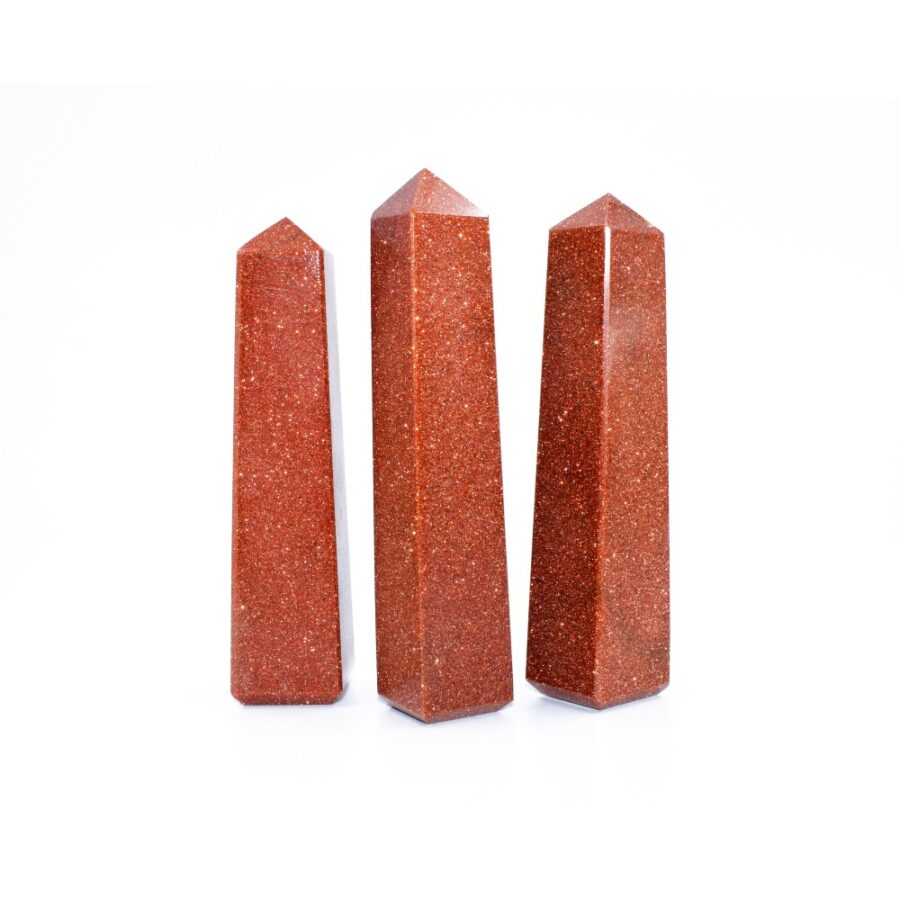 Brown Goldstone 4 Faceted Obelisks Tower