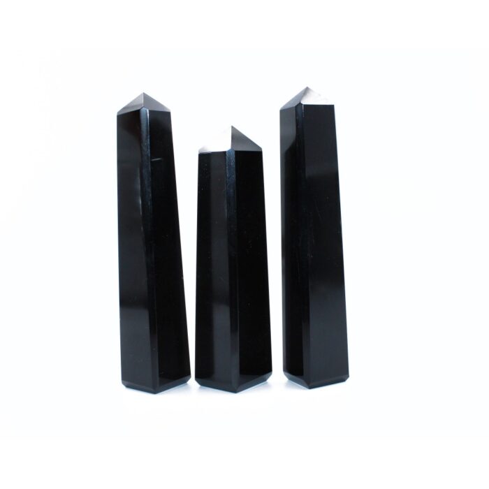 Black Obsidian 4 Faceted Obelisks Tower