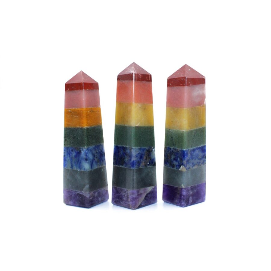 7 Chakra 4 Faceted Obelisks Tower