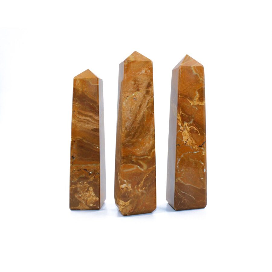 Yellow Jasper 4 Faceted Obelisks Tower