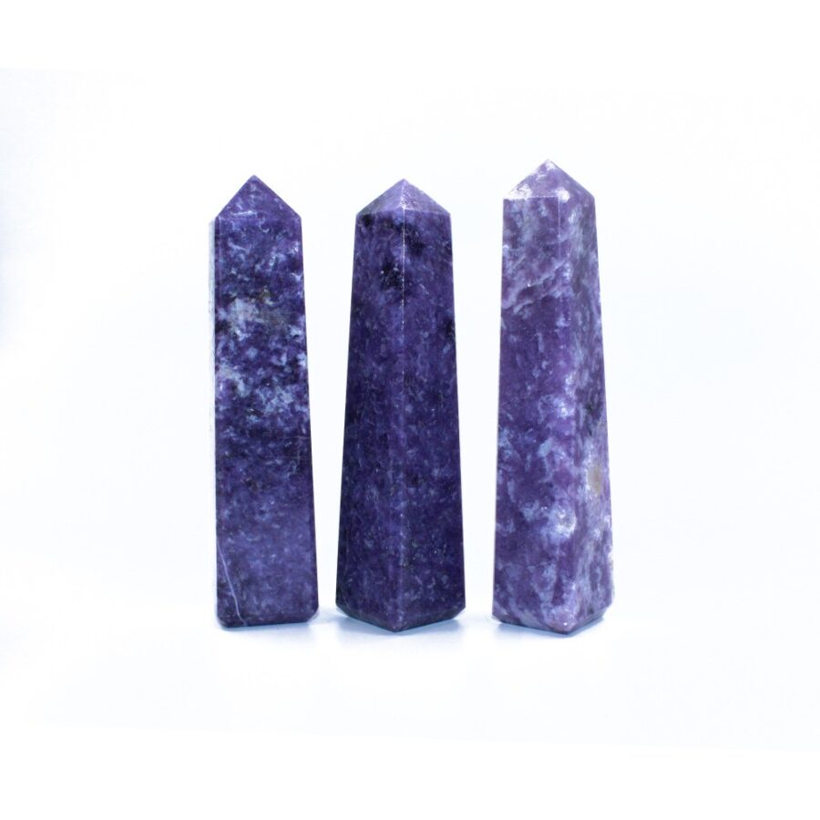 Lepidolite 4 Faceted Obelisks Tower