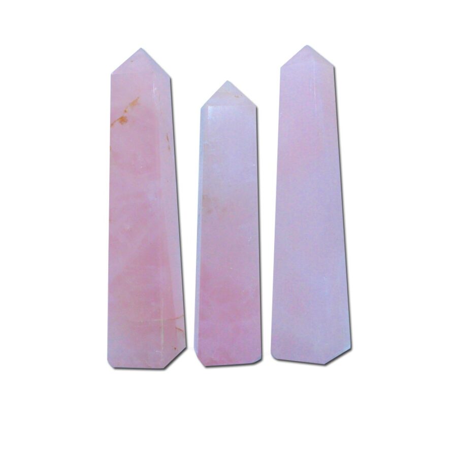 Rose Quartz 4 Faceted Obelisks Tower