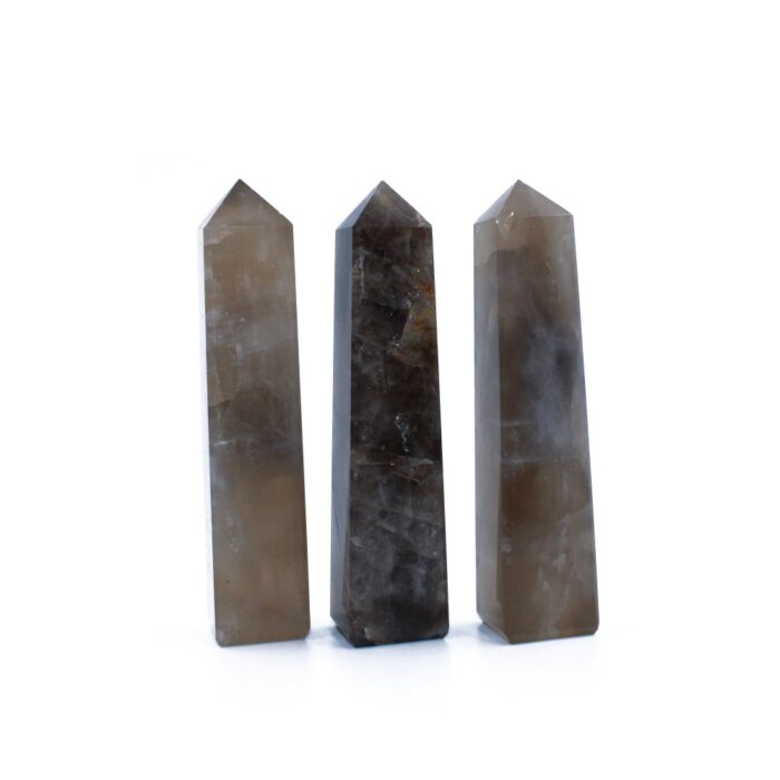 Smokey Quartz 4 Faceted Obelisks Tower