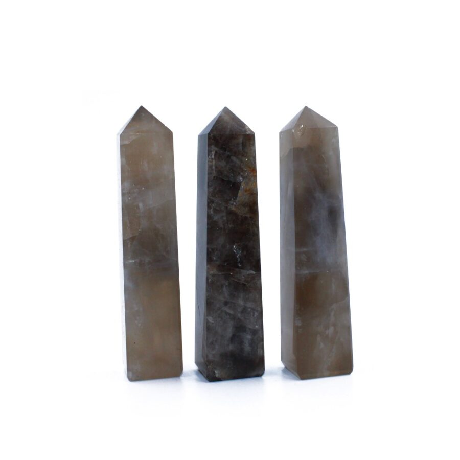 Smokey Quartz 4 Faceted Obelisks Tower