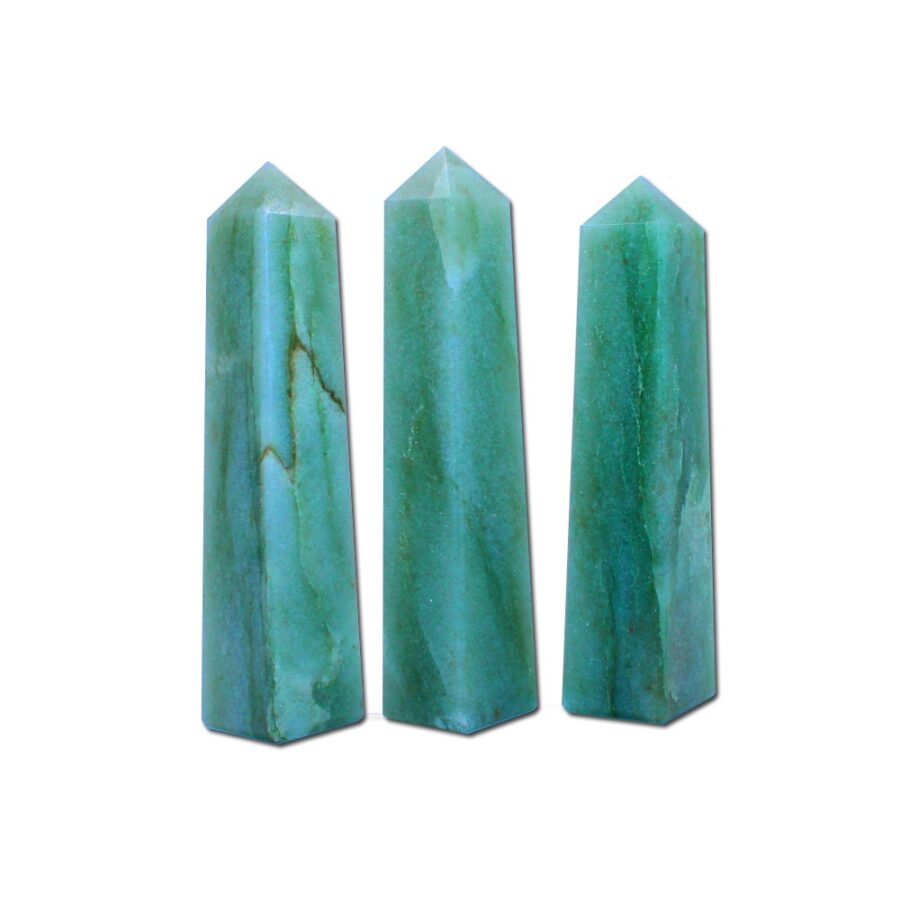 Green Aventurine 4 Faceted Obelisks Tower