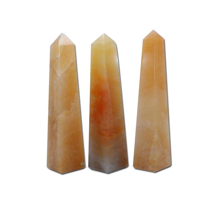 Golden Quartz 4 Faceted Obelisks Tower