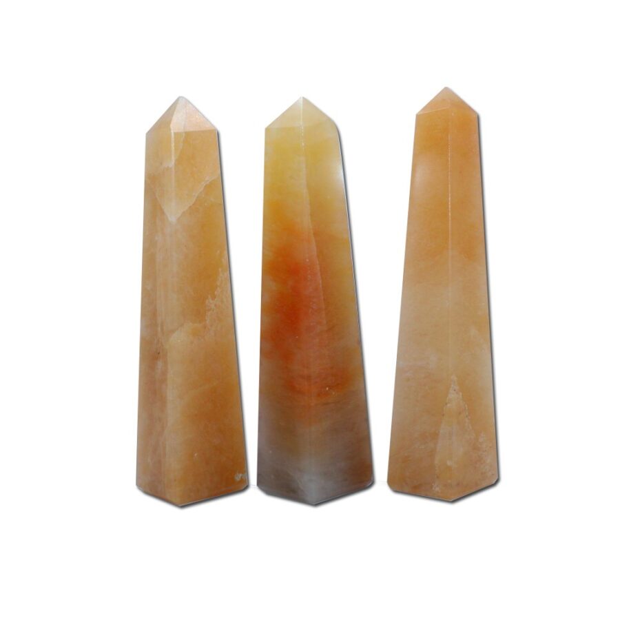 Golden Quartz 4 Faceted Obelisks Tower