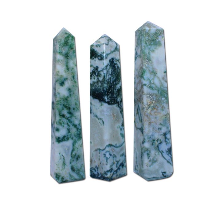 Tree Agate 4 Faceted Obelisks Tower