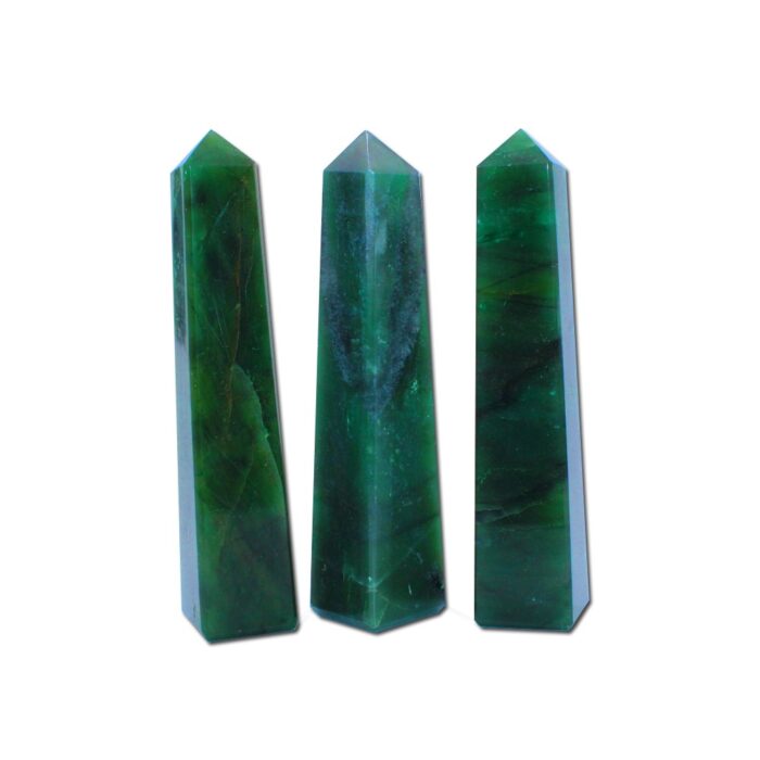 Green Jade 4 Faceted Obelisks Tower