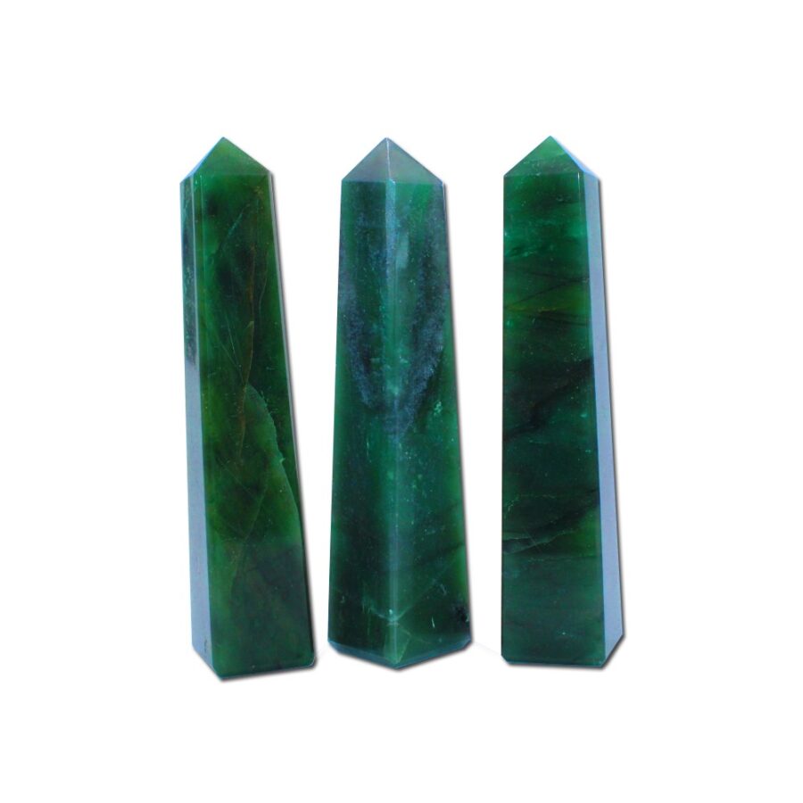 Green Jade 4 Faceted Obelisks Tower