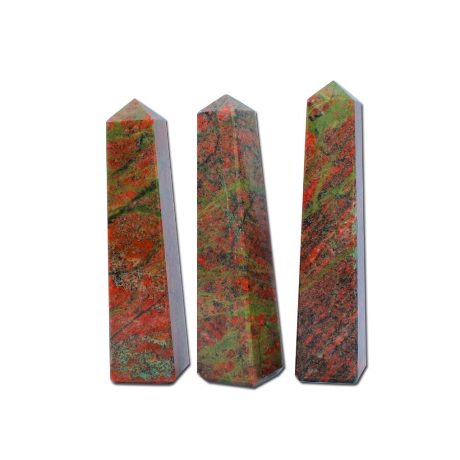 Unakite 4 Faceted Obelisks Tower
