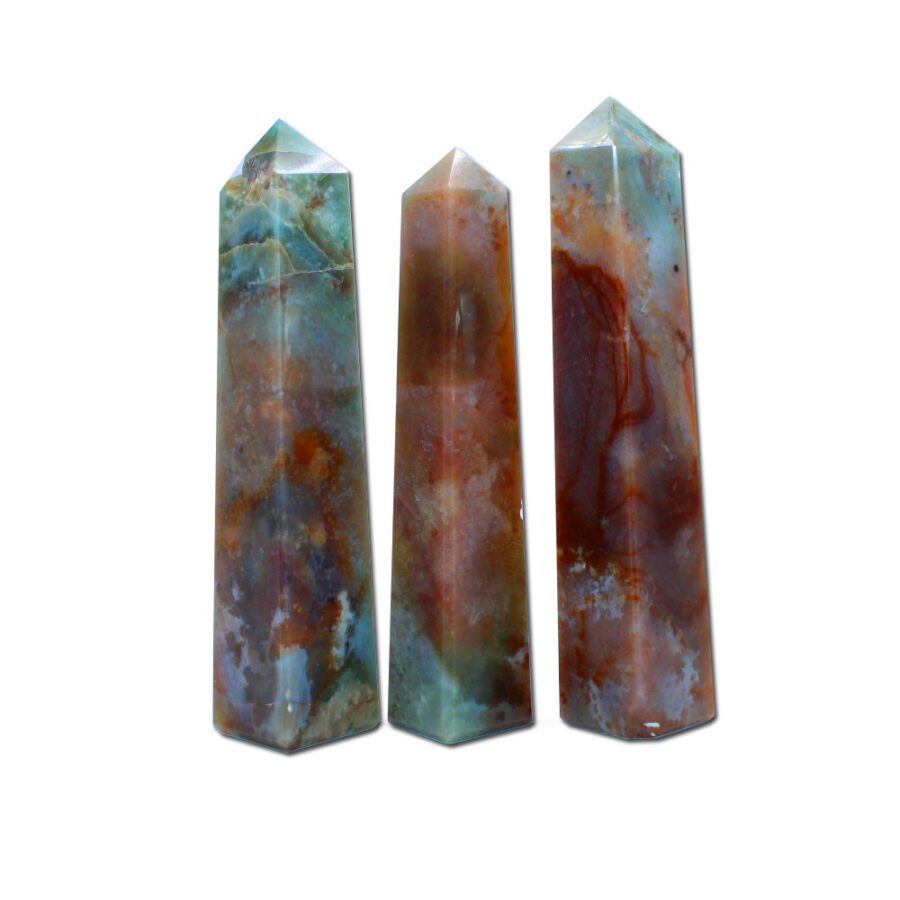 Ocean Jasper 4 Faceted Obelisks Tower