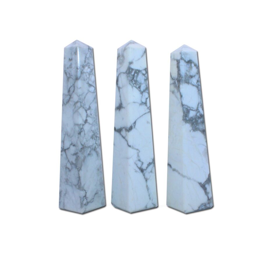 Howlite 4 Faceted Obelisks Tower