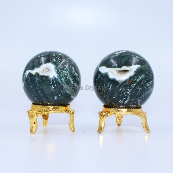 Moss Agate Crystal Spheres
